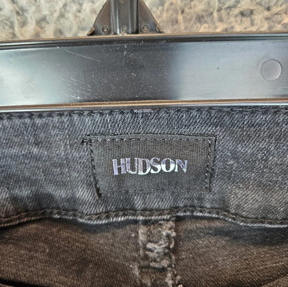Hudson Womens Collin Black Midrise Bootcut Cropped Raw Hem  Distress Jeans sz 26 - Picture 6 of 15